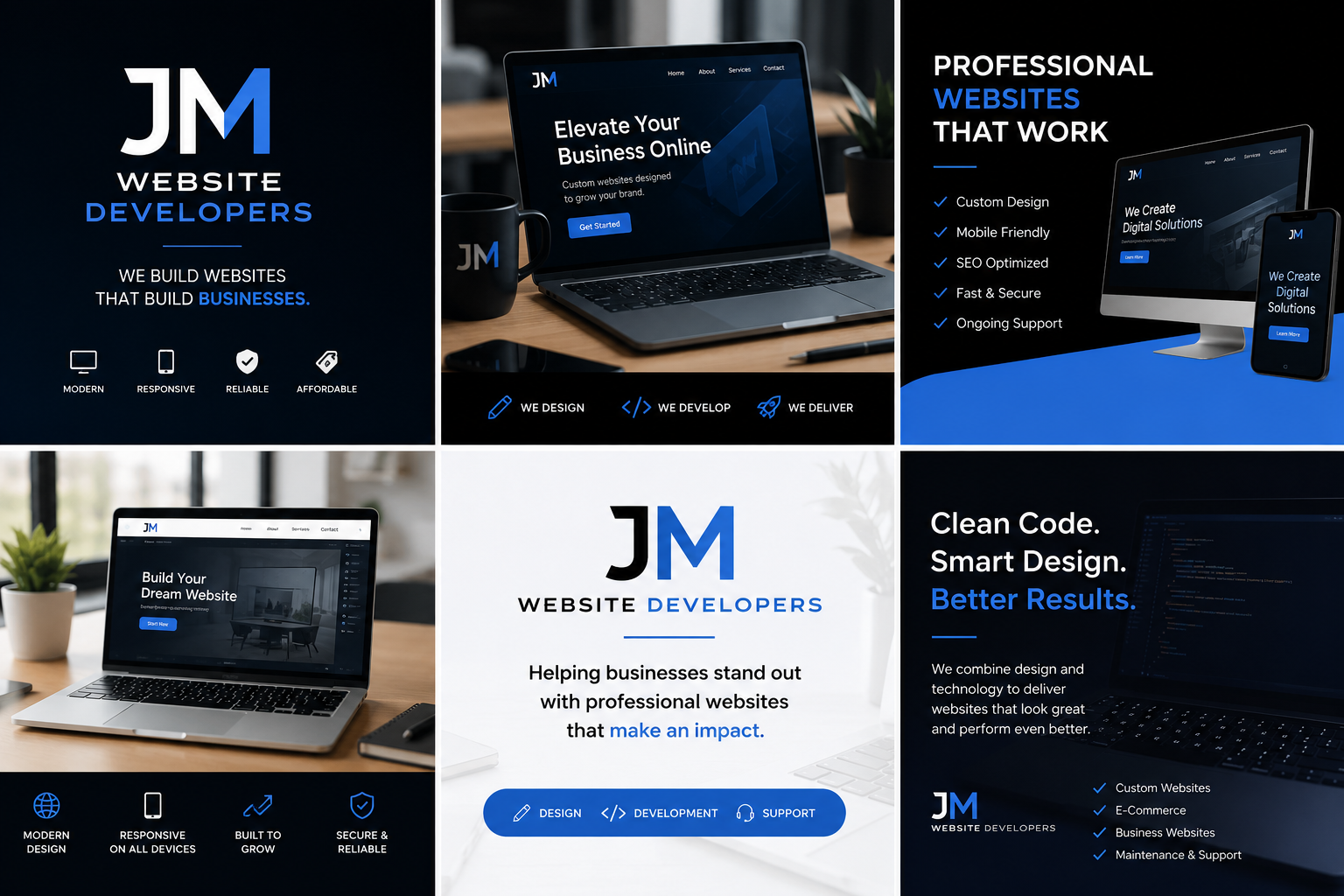 JM Website Developers brand and website design showcase